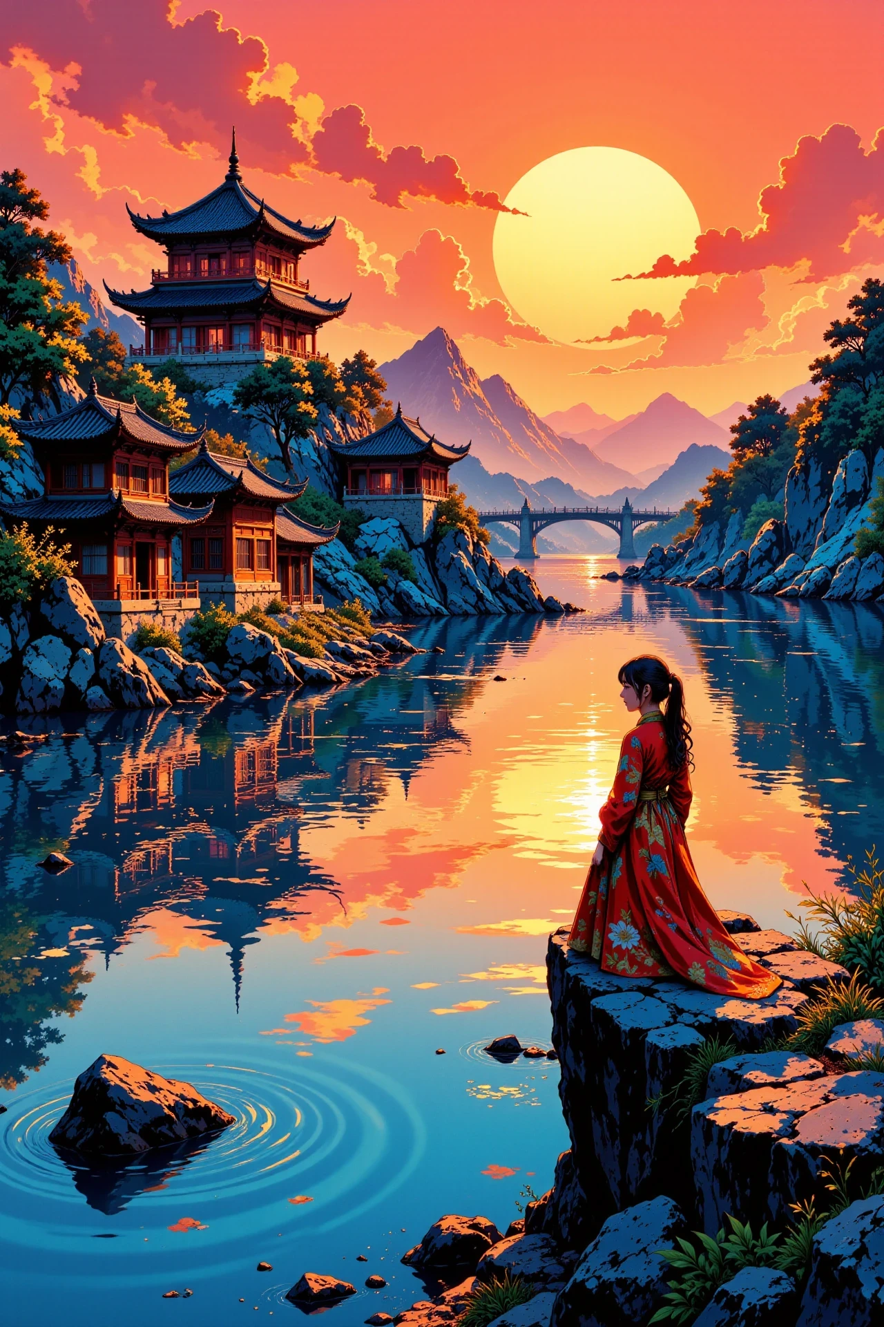 00792p-a city on the water beautiful landscape sunset by Edurock.webp
